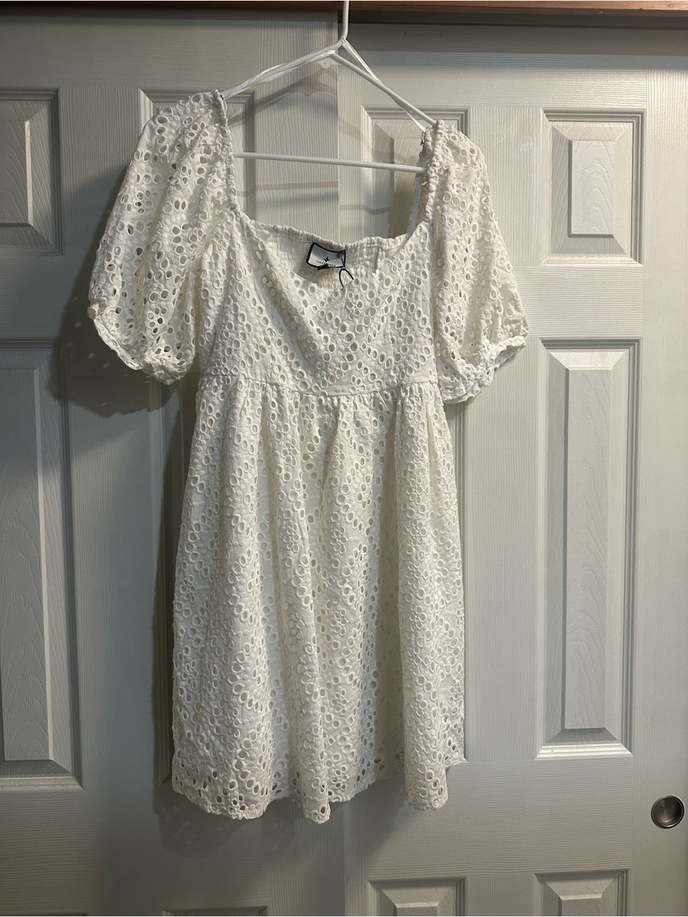 Tuckernuck White Eyelet Puff-Sleeve Mini Dress